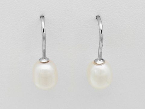 Perlenohrringe mit Ohrhaken aus Silber, Zuchtperle 8mm in Weiß, elegant und zeitlos, hergestellt von Juwelier Harnisch, ideales Accessoire für besondere Anlässe.