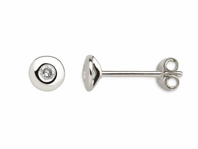 Xenox Weißgold Ohrringe XG4056 ZARGE aus 375 Weißgold mit funkelndem Stein in der Mitte, elegantes Design für jeden Anlass, hochwertiger Echt Gold Ohrschmuck von Xenox.