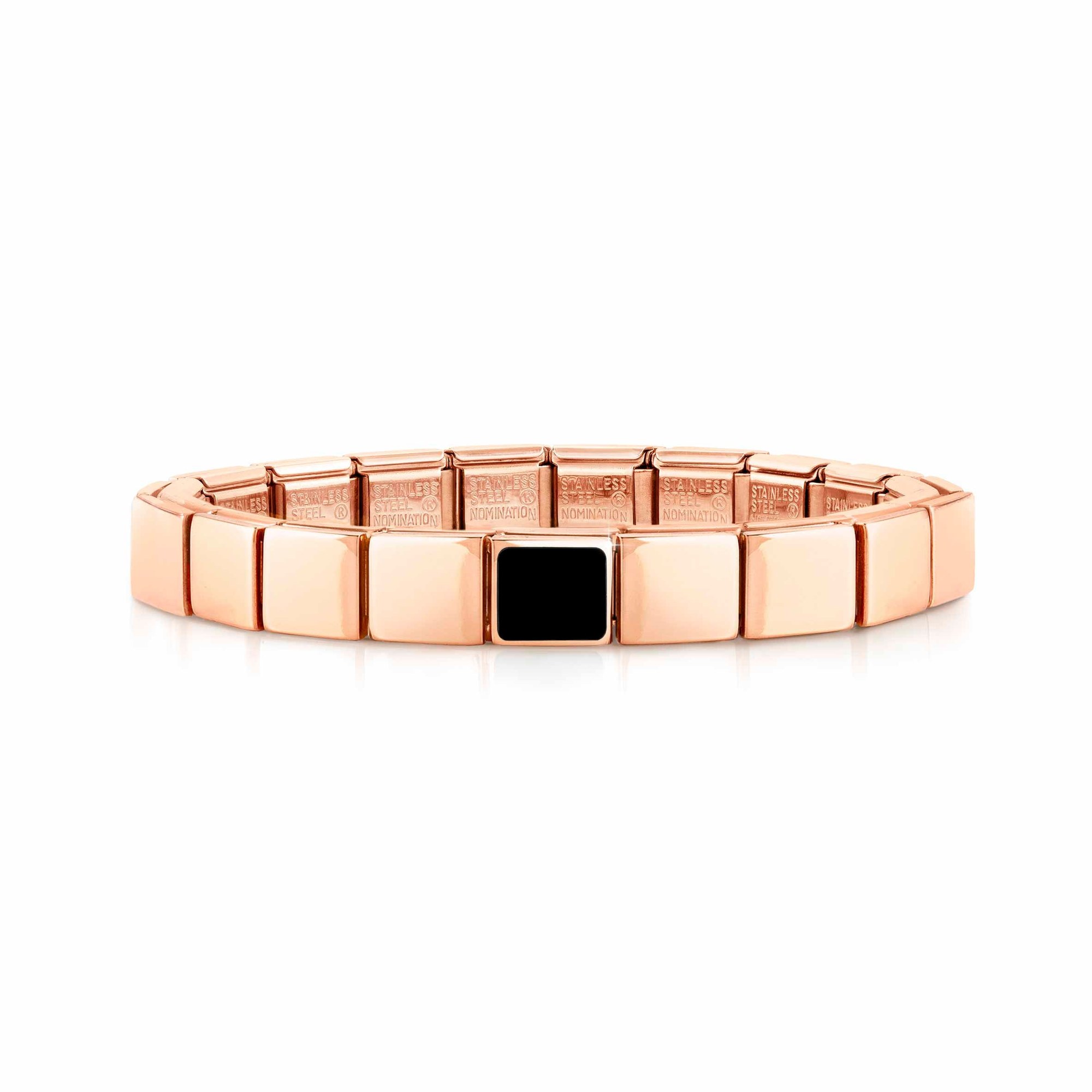 Nomination Classic GLAM Armband Edelstahl Roségold - Square SCHWARZ AGATE