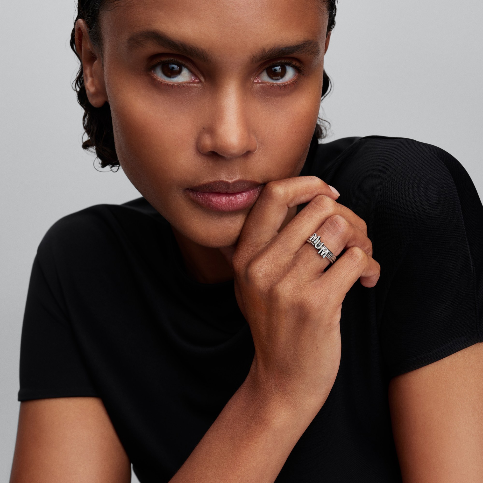 Pandora MUM Buchstaben Teilbarer Ring - Sterling Silber - Zirkonia – Ansicht 3