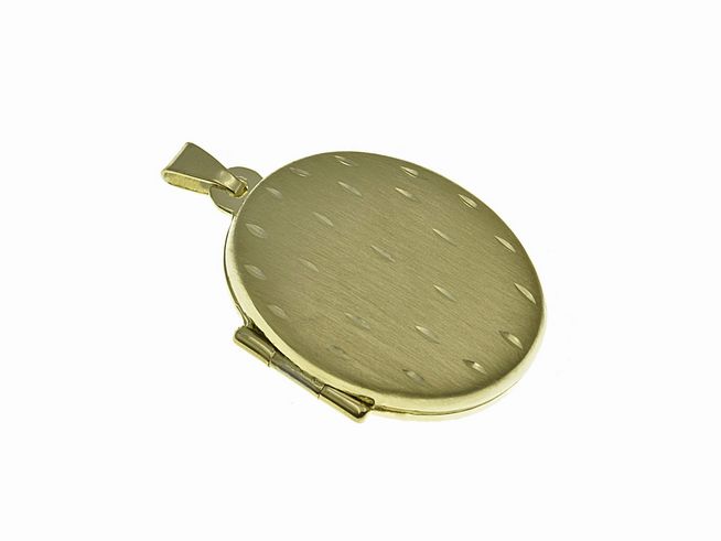 Medaillon oval - mattiert Sterling Silber - Gold auf Silber, Hersteller Juwelier Harnisch, vergoldet - Gelbgold, elegantes Design mit feiner Oberflächenstruktur, ideal als Schmuckstück oder Geschenk.