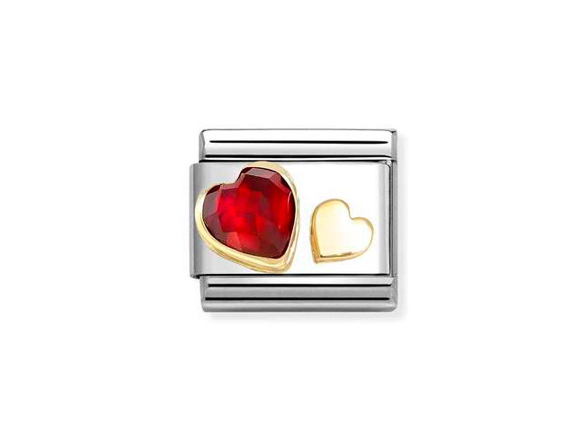 Nomination 030613 05 - CLASSIC fac. Zirkonia & 750/- Gelbgold - Herz - Rot