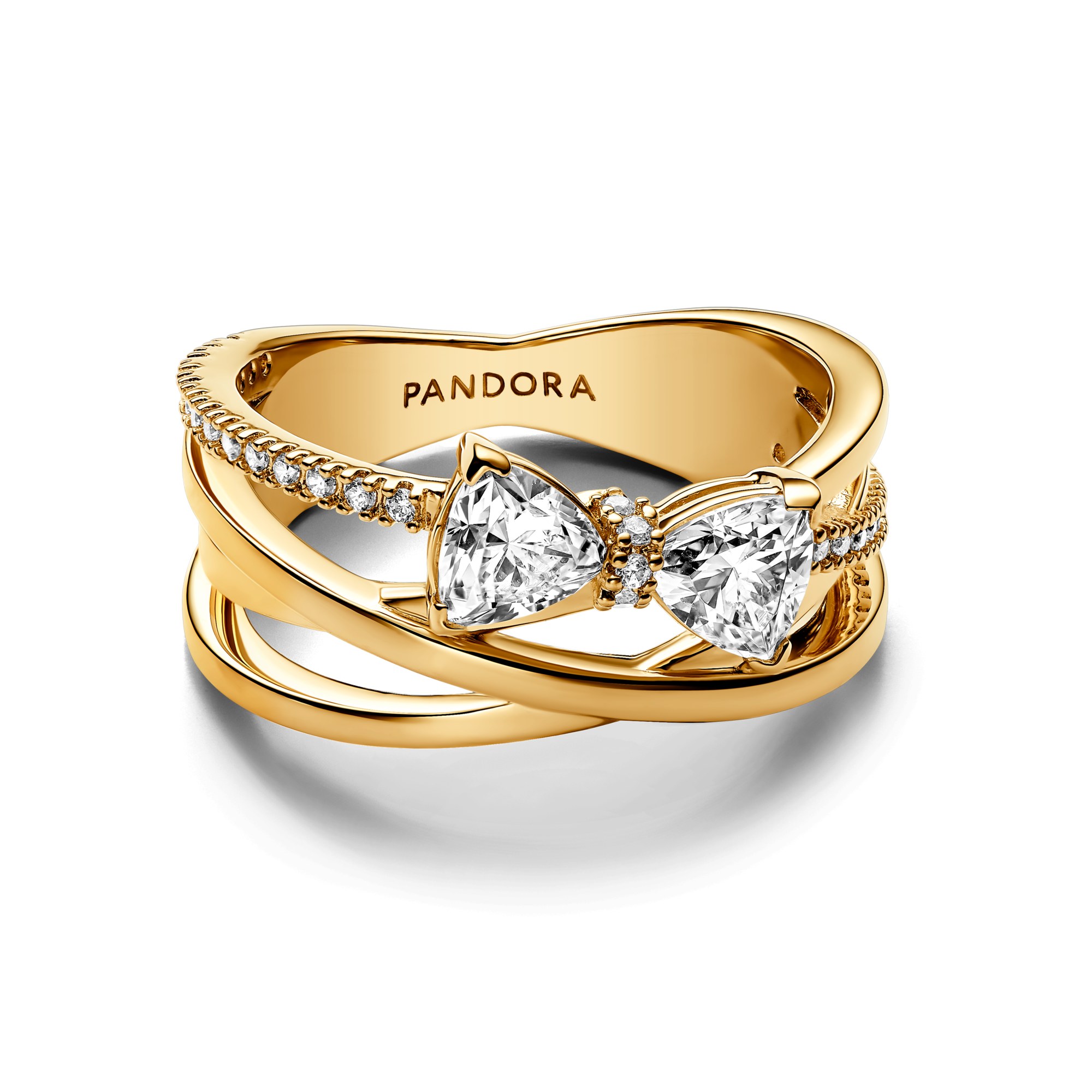Pandora Schleife - Gelbgold verg. Ring mit klarem Zirkonia – Ansicht 2