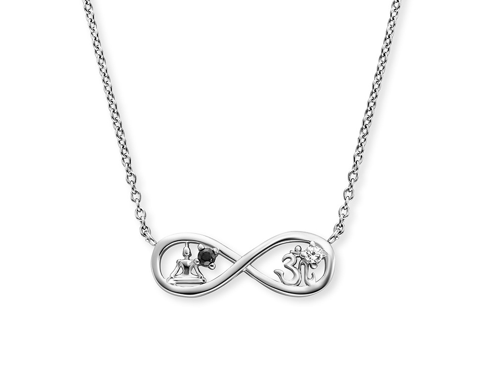 Silberne Kette von Engelsrufer mit Yin Yang Symbol und Zirkonia, Länge 40 plus 4 cm, elegantes Design, bietet zeitlosen Stil und Harmonie für jede Gelegenheit.
