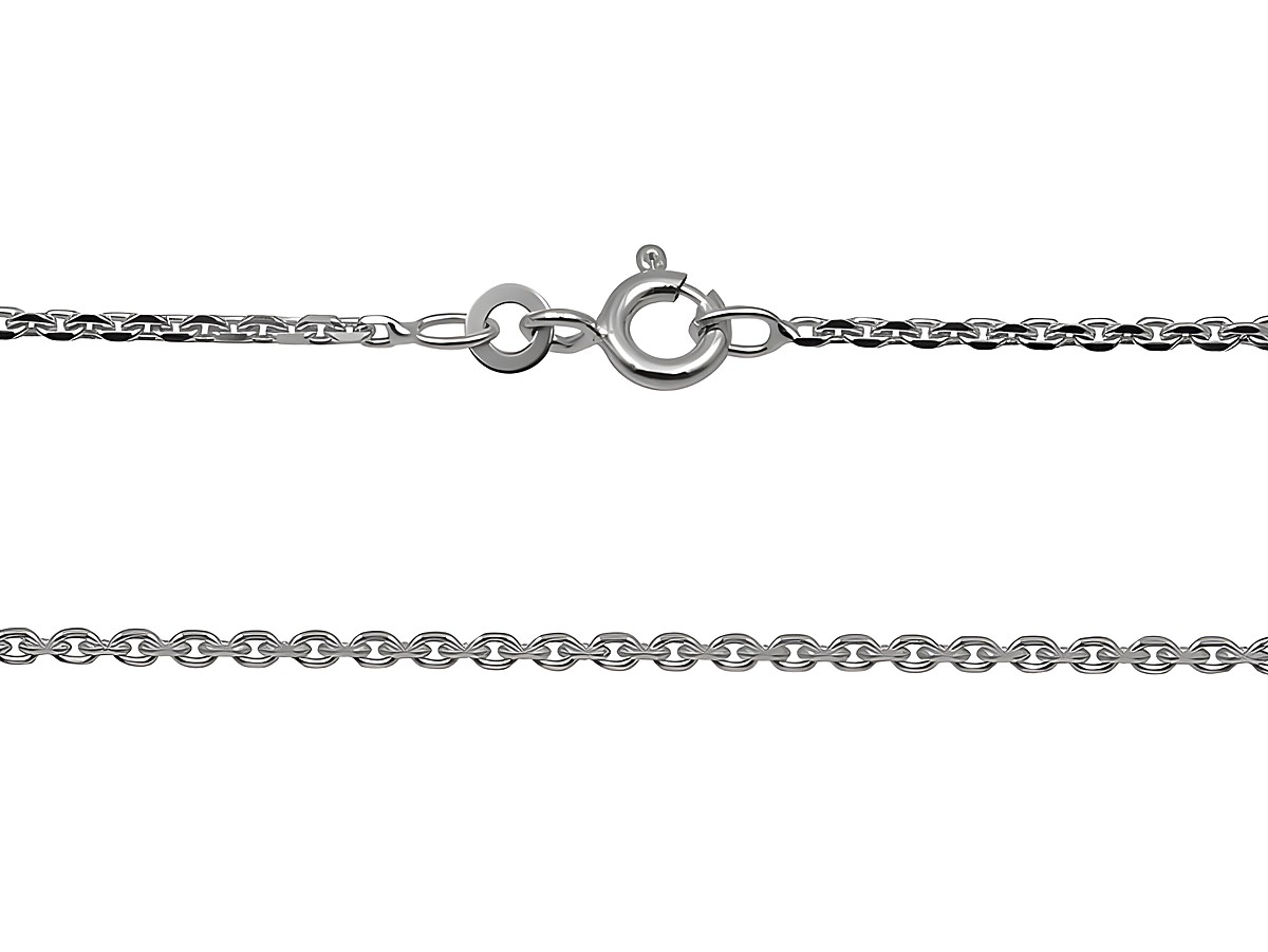 Anker Kette 925 Sterling Silber diamantiert in 45 cm Länge mit einer Stärke von 1,7 x 1,7 mm, Hersteller Juwelier Harnisch, Anker mittel, Detailansicht des Verschlusses.