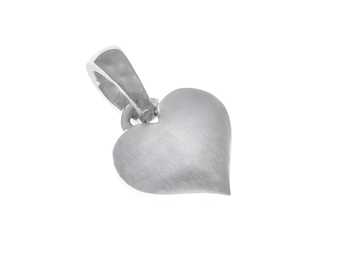 Anhänger Herz lieblich aus mattiertem rhodiniertem Silber, Hersteller Juwelier Harnisch, plastisch geformt. Ideal als symbolisches Schmuckstück für besondere Anlässe.