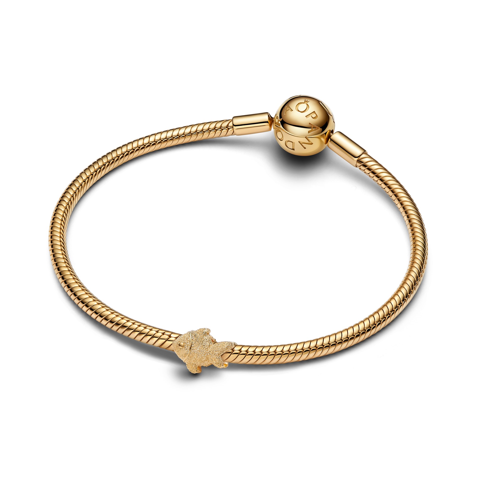 Pandora Strukturierter Fisch Mini - Charm - Gelbgold Vergoldung – Ansicht 2