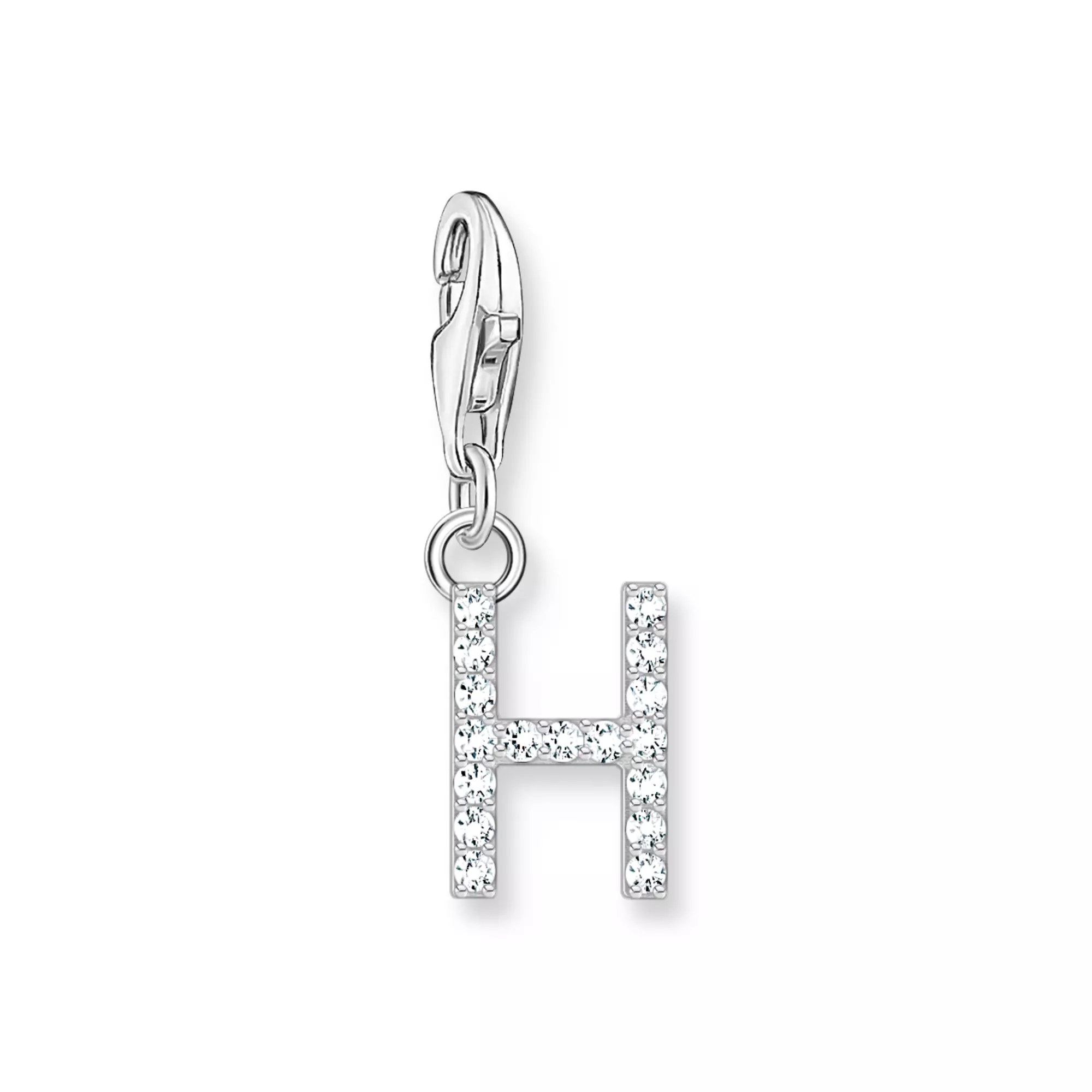 Thomas Sabo Charm-Anhänger - funkelnder Buchstabe H - Silber & Zirkonia - Weiß