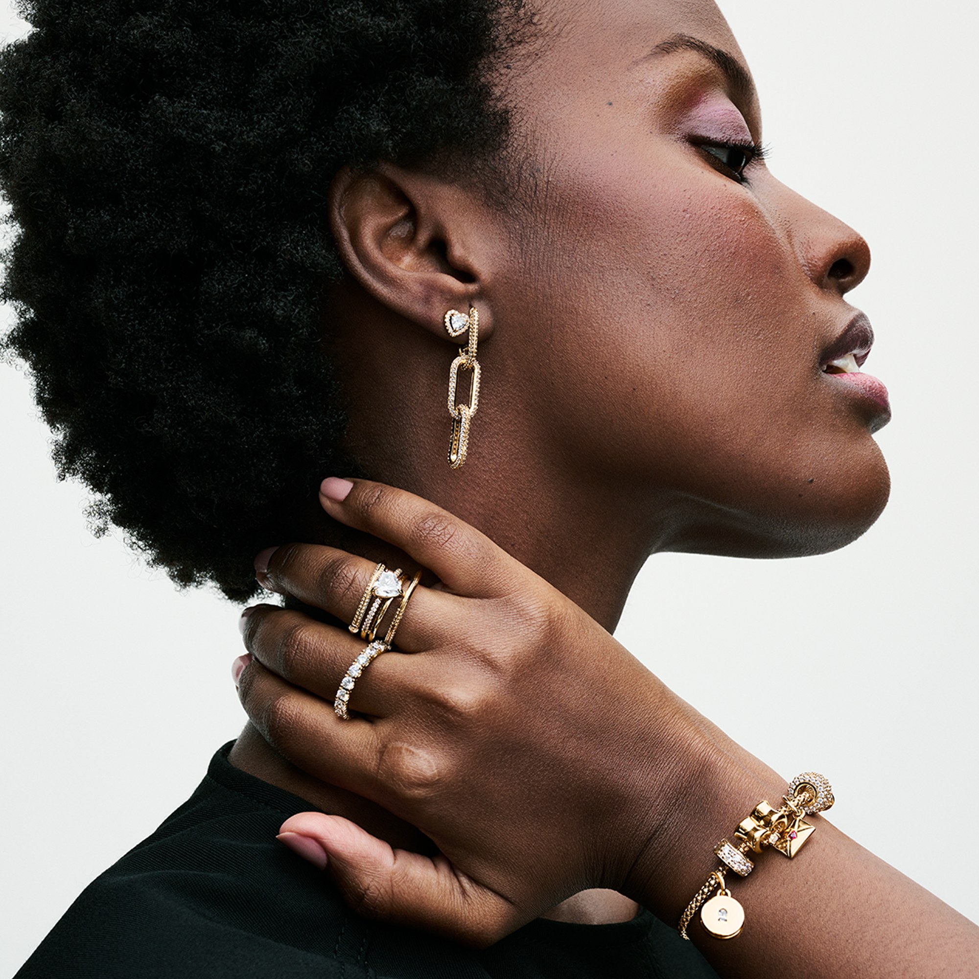 Pandora ME Pavé & Blau Doppelring - Gelbgold Vergoldung – Ansicht 5