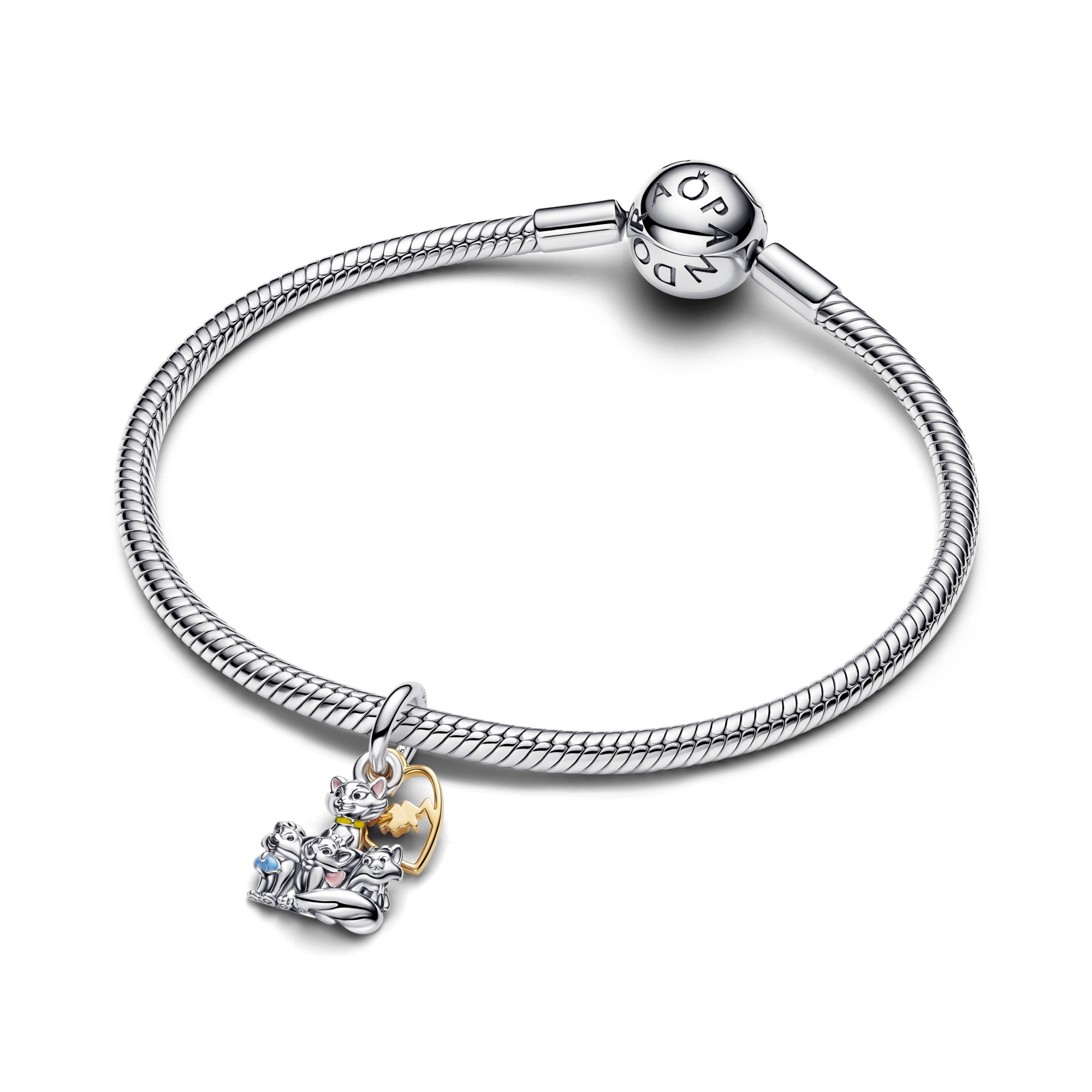 Pandora Disney Aristocats Duchess & Kätzchen Charm-Anhänger - BICOLOR - Emaille Pink – Ansicht 2