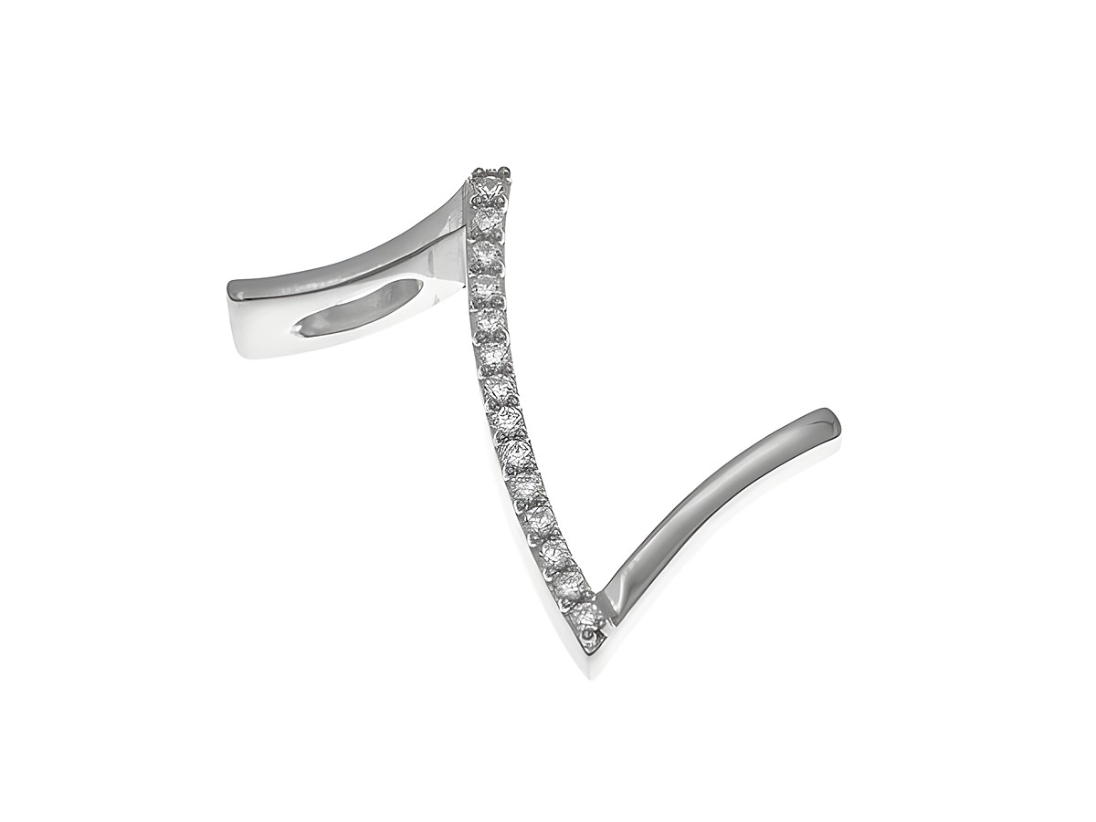 Anhänger aus poliertem rhodiniertem Sterling Silber in Form des Buchstabens Z, verziert mit Zirkonia-Steinen, geeignet als modisches Schmuckstück von Juwelier Harnisch.