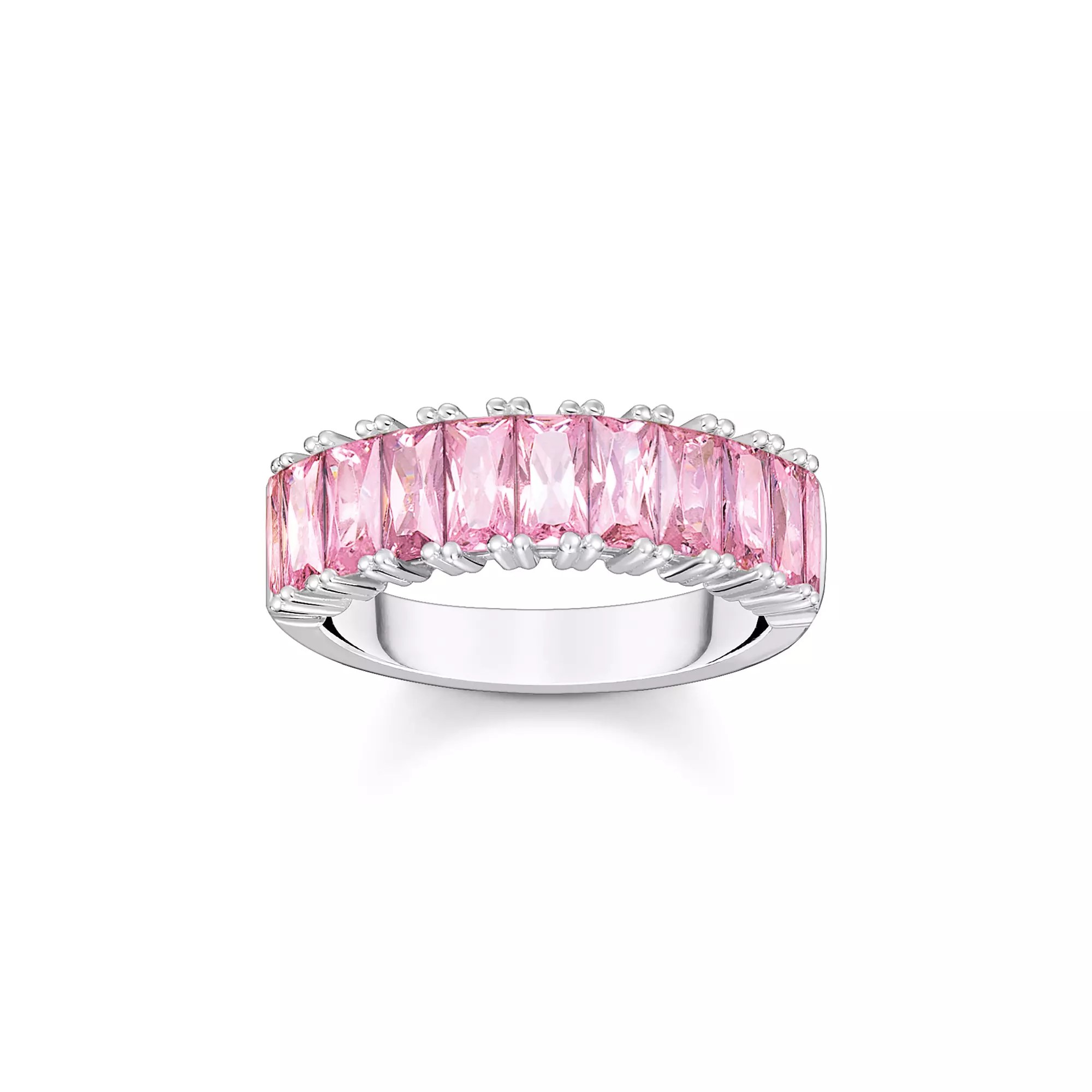 Thomas Sabo Ring mit pinken Steinen Pavé Silber – Zirkonia – 6 mm breit