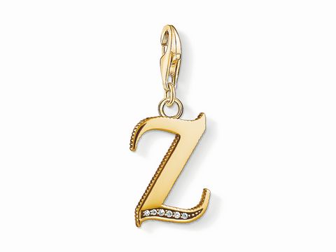 Charm-Anhänger Buchstabe Z von Thomas Sabo in vergoldeter Ausführung mit funkelnden Details aus Zirkonia, ideal zur individuellen Schmuckgestaltung.