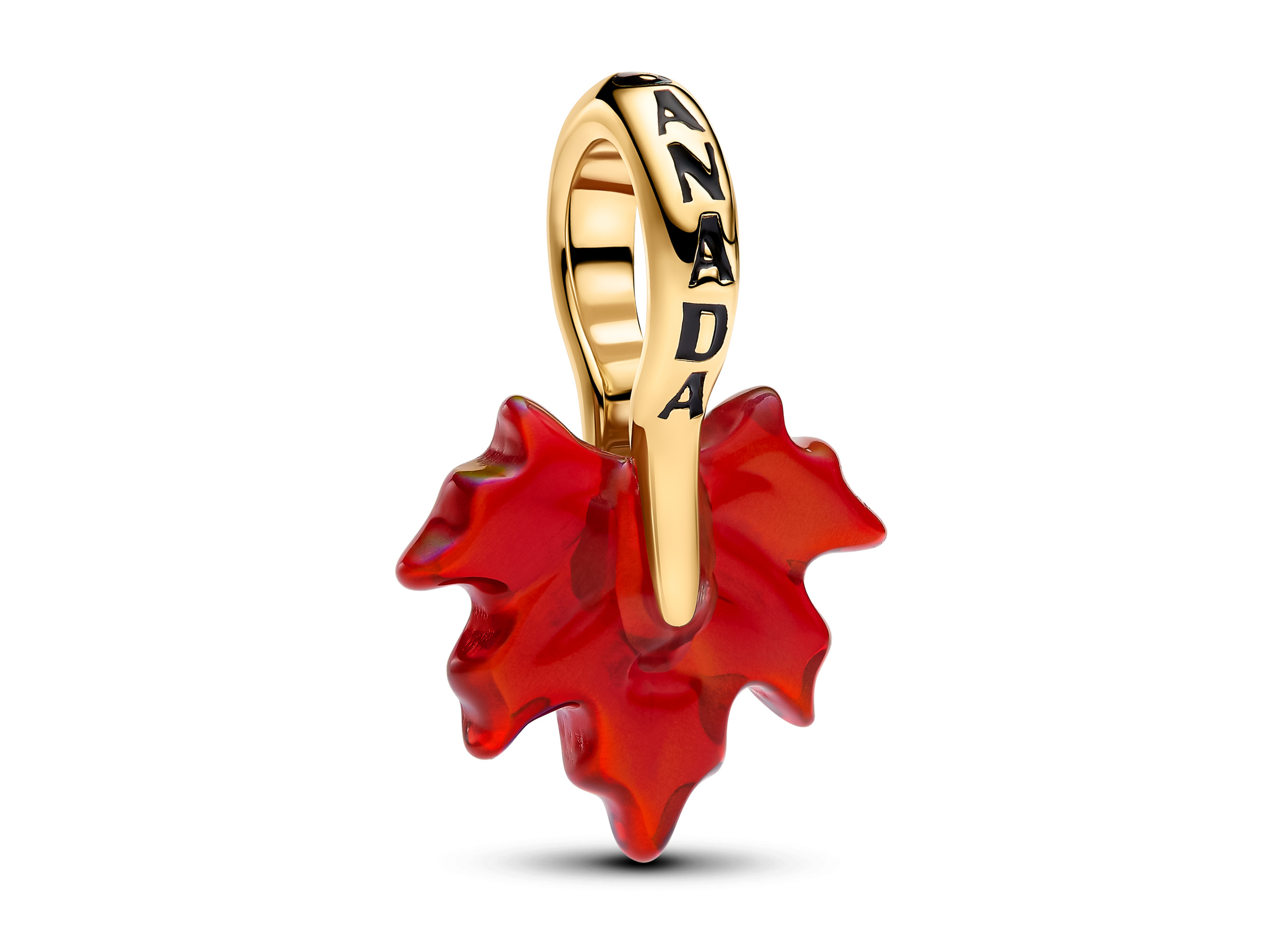 Pandora 764768C01 - Rotes Ahornblatt Charm-Anhänger - Gelbgold Vergoldung - Synthetic Opal Emaille Rot