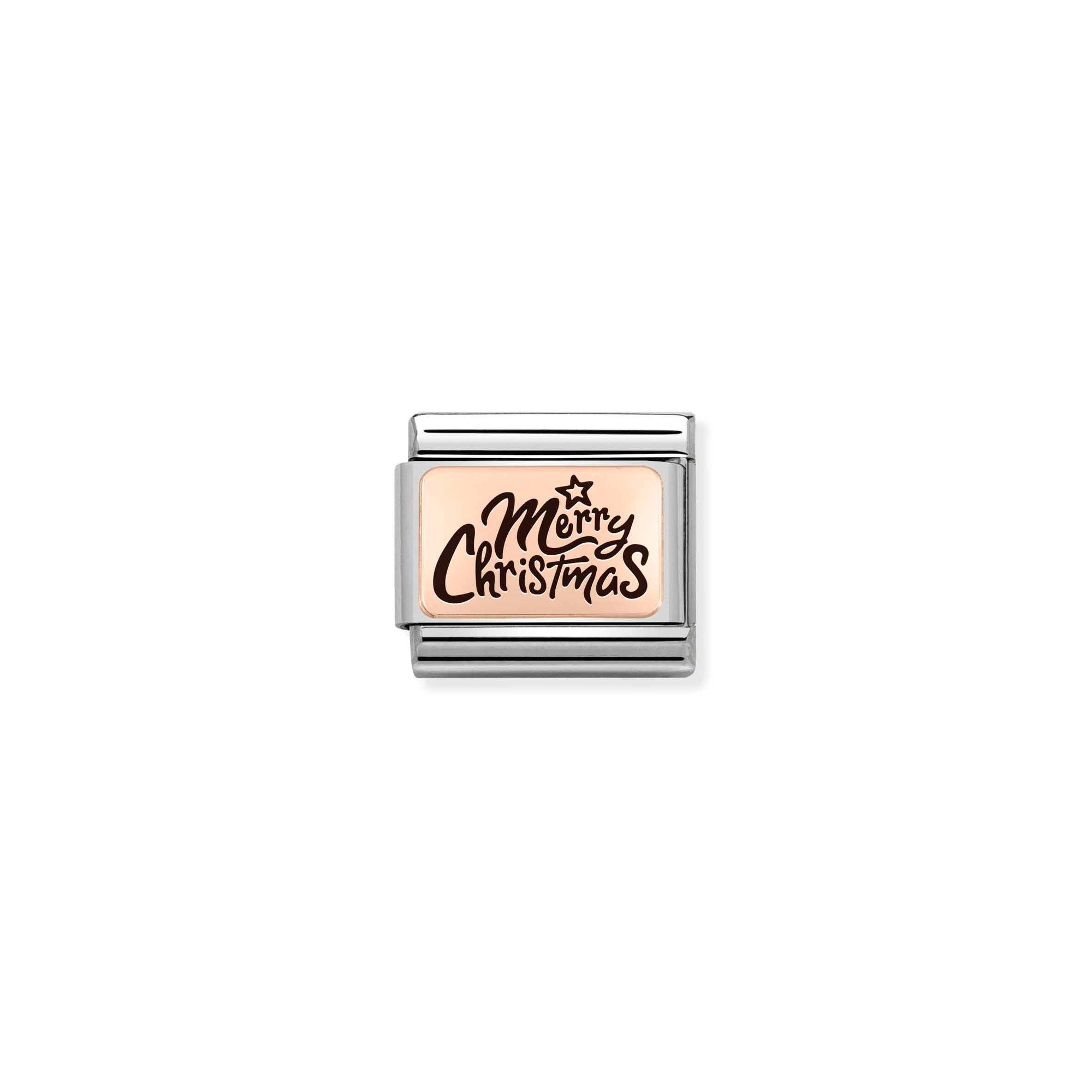 Nomination Composable Classic Charm Merry Christmas - Edelstahl, roségoldfarben, Emaille