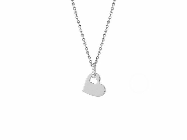 Xenox Sterling Silber Kette XS3486K von 40-45 cm mit einem Herzanhänger aus der LOVE STORY Kollektion, glänzende Ankerkette elegant und modern gestaltet, ideal als Schmuckstück für besondere Anlässe.