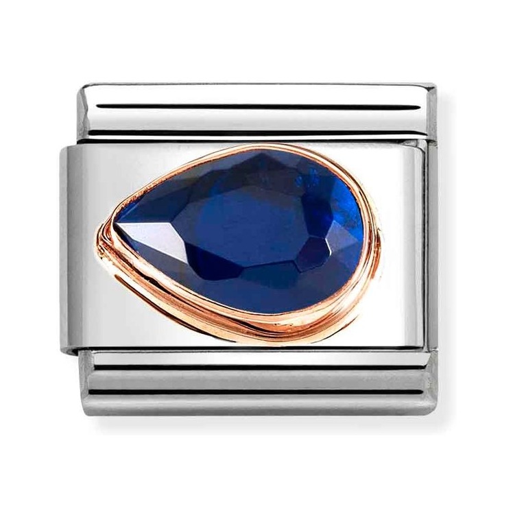 Nomination Classic - Dunkelblau - Zirkonia - Tropfen - Links - Roségold & Edelstahl