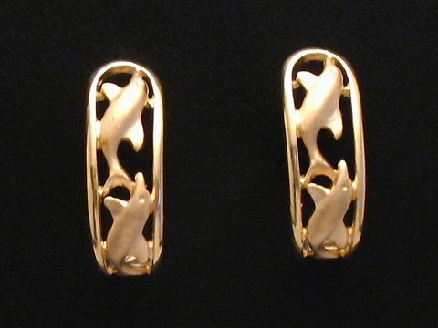 Gold 585 Ohrstecker mit Delfinen, von Juwelier Harnisch, in ansprechendem Design mit Tieren. Ideal für Tierliebhaber und als modisches Accessoire.