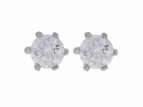 Silber Ohrringe rund rhodiniert mit klaren Zirkonia in Krappenfassung 5,1 mm von Juwelier Harnisch. Elegant und stilvoll für jeden Anlass.