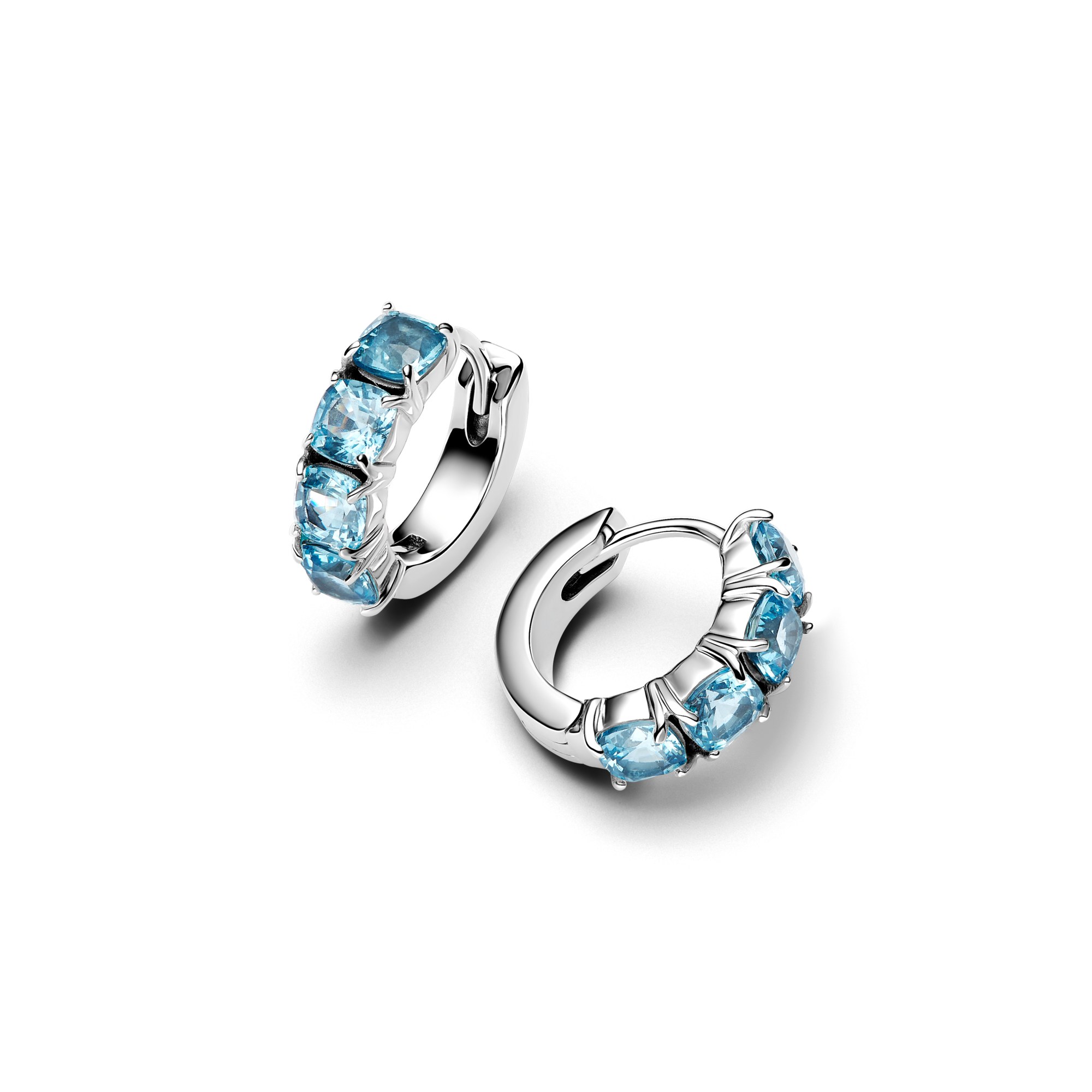 Pandora hellblaue Creolen - Sterling Silber – Ansicht 2