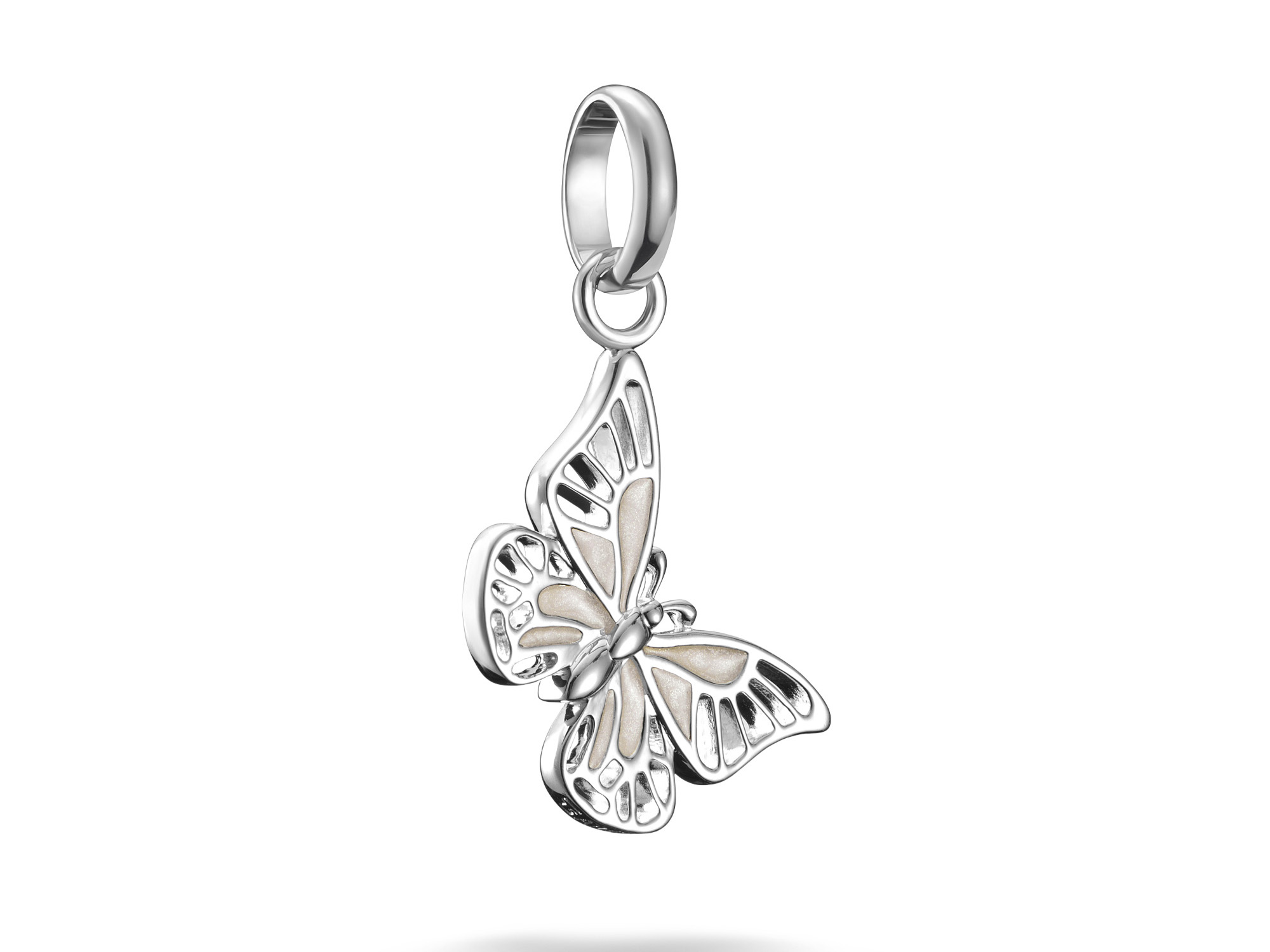 Schmetterlings-Charm von Thomas Sabo aus Silber und Kaltemail mit Öse, elegant und filigran gestaltet, ideal für individuelle Schmuckkreationen im Charm Club CONNECT.