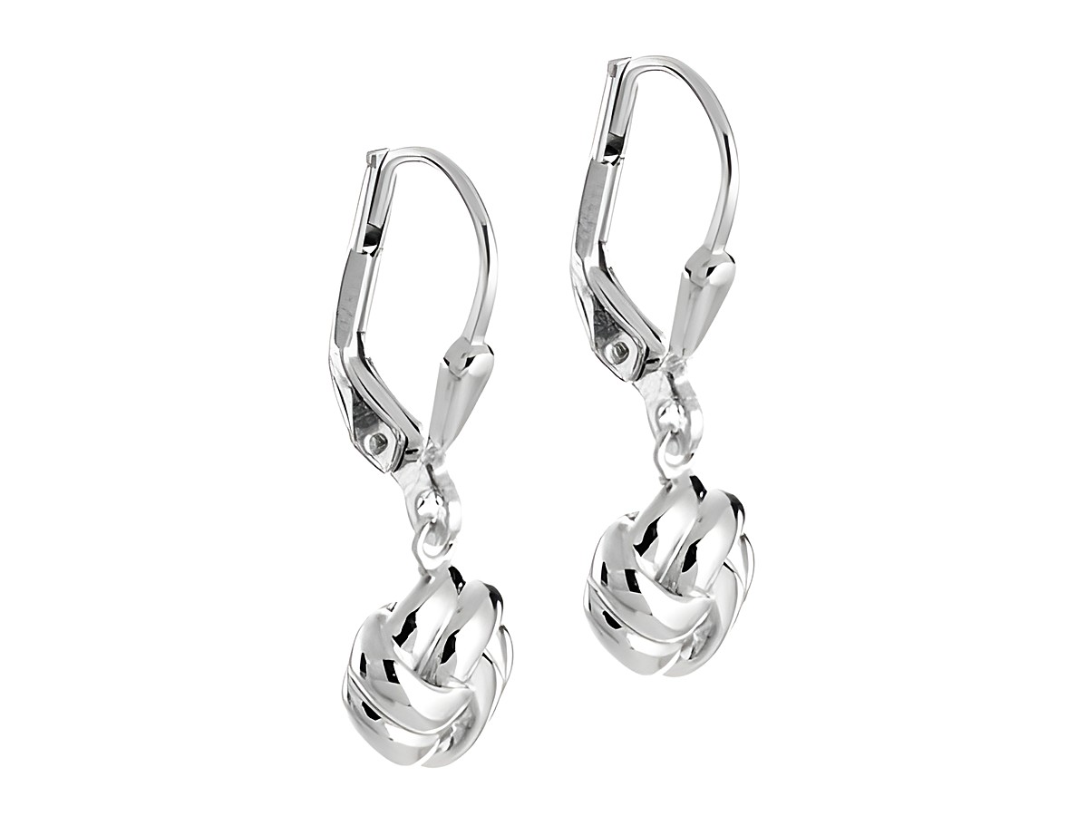 Knoten Ohrhänger - verschnörkelt - Silber - rhodiniert, Hersteller: Juwelier Harnisch, Ohrhänger ohne Stein, elegantes Design mit hohem Tragekomfort, ideal für jeden Anlass.