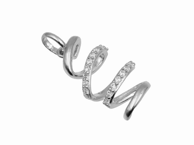 303028-0 Anhänger Twister aus 925 Sterling Silber, poliert mit Zirkonia-Steinen, in geschwungener Form, vielseitig einsetzbar, Hersteller: Juwelier Harnisch, geeignet für verschiedene Motive.