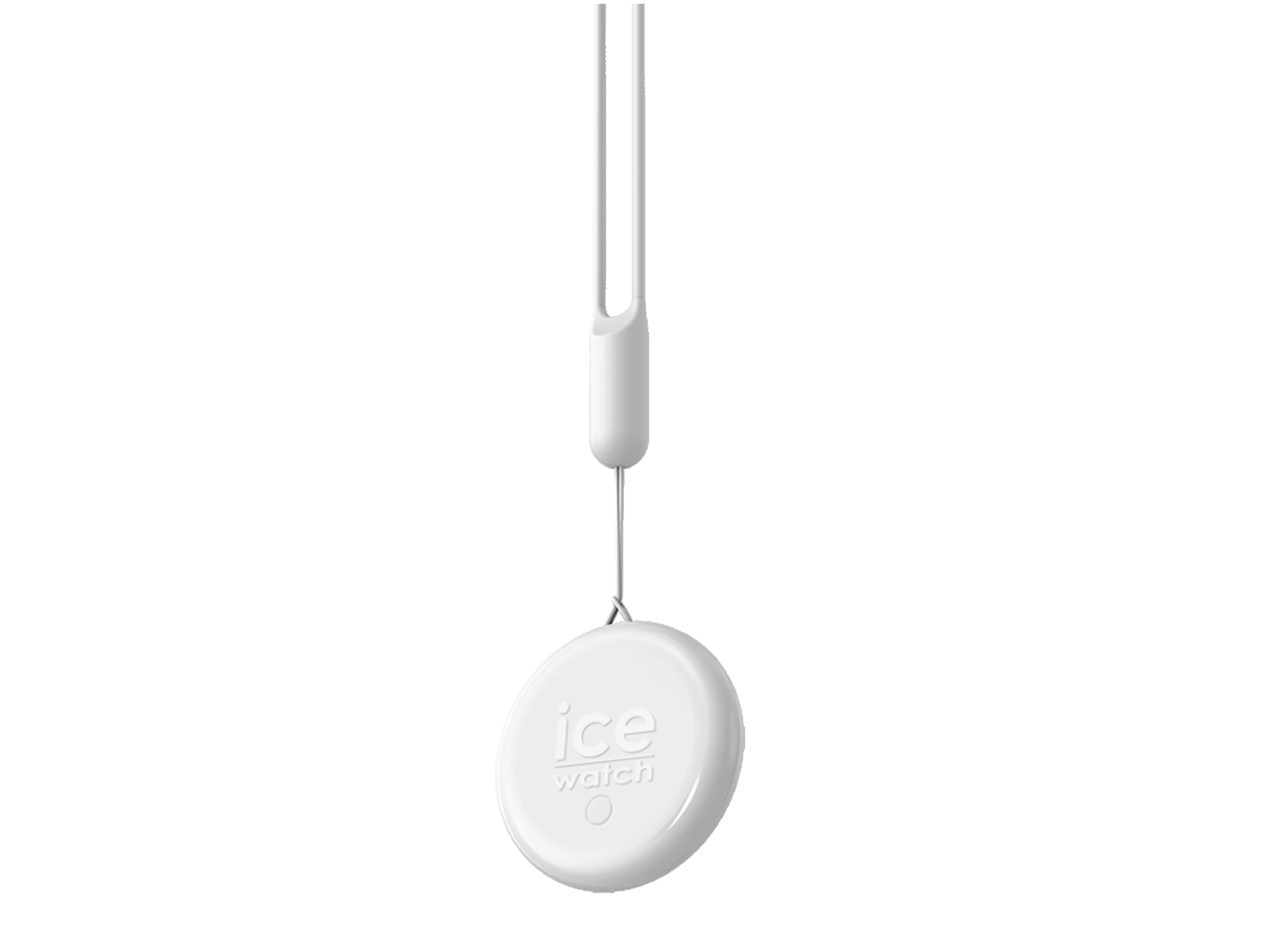 Eine weiße Ice Watch 023942 ICE Tag smart mit einem Pendel, das an einem dünnen Band hängt, für moderne und stilvolle Nutzung geeignet, präsentiert von Pandora als Neuheit.