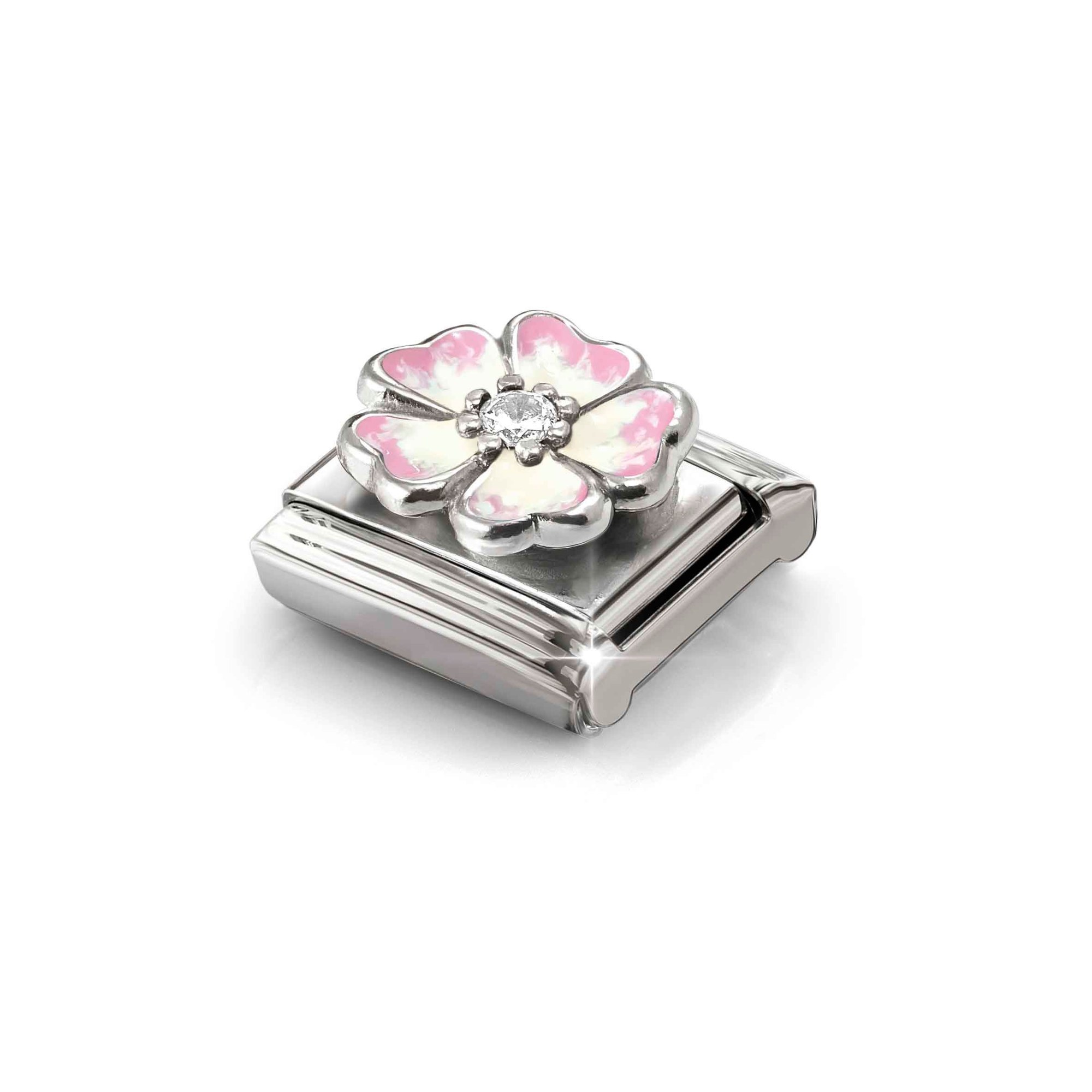 Nomination Composable Classic Charm Blüte rosa-weiß - Edelstahl, Sterling Silber, Emaille, Zirkonia – Ansicht 4