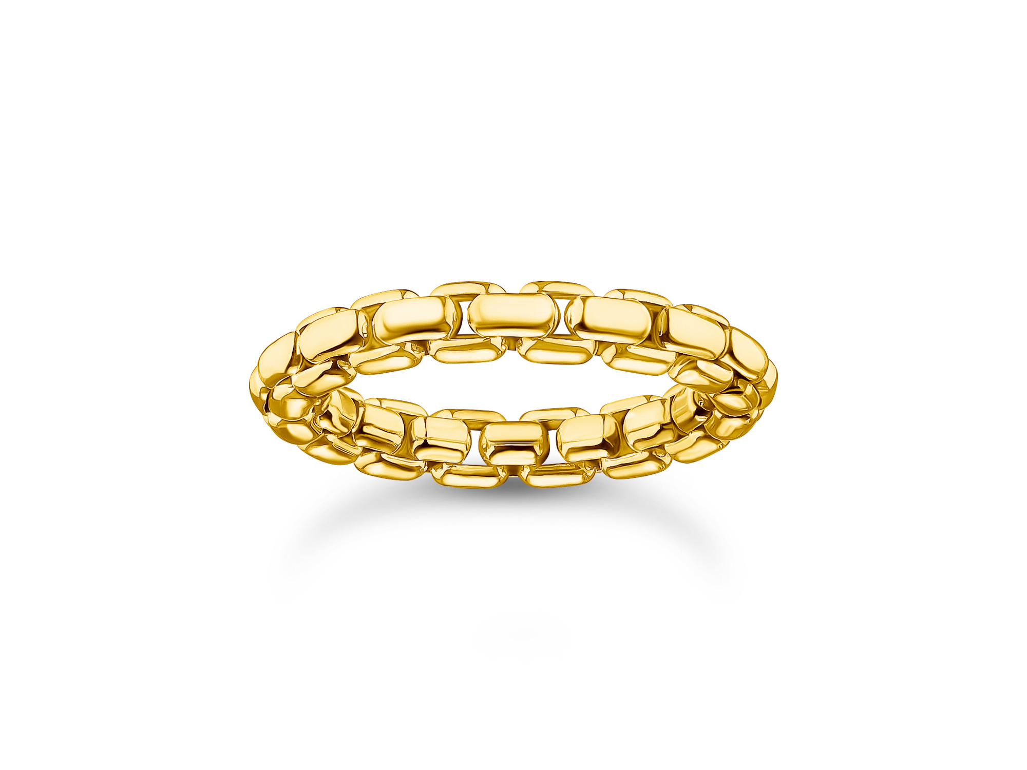 Silber vergoldeter Thomas Sabo Ring TR2502-413-39-50 aus der Rebel Basics Kollektion in Größe 50, charakterisiert durch eine moderne, glatte Kettenoptik.