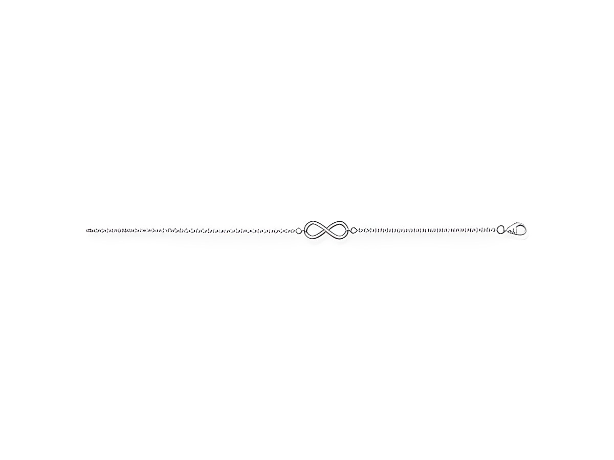 Armband von Thomas Sabo aus 925 Sterling Silber mit Unendlichkeitssymbol, verziert mit weißen Zirkonia, längenverstellbar von 16,5 bis 19,5 cm, elegantes Design.
