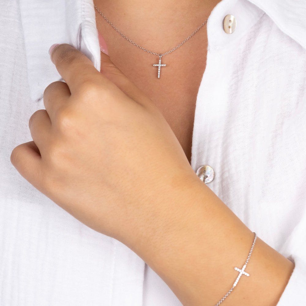 Engelsrufer LILCROSS Armband Kreuz mit Zirkonia - Silber rhodiniert 17 cm – Ansicht 3