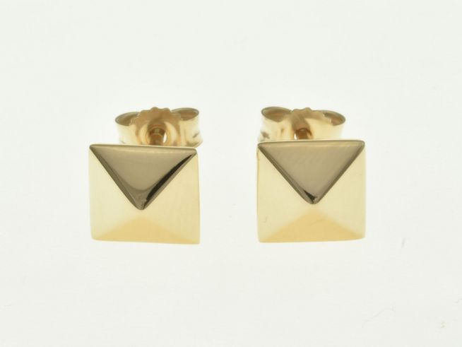 Viereck Pyramide Quadrat Ohrstecker aus Sterling Silber in Roségold vergoldet, Hersteller Juwelier Harnisch, elegantes Schmuckstück für jeden Anlass.