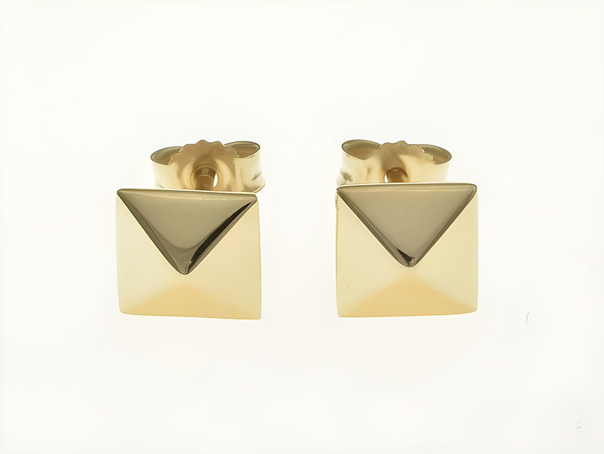 Viereck Pyramide Quadrat Ohrstecker aus Sterling Silber in Roségold vergoldet, Hersteller Juwelier Harnisch, elegantes Schmuckstück für jeden Anlass.
