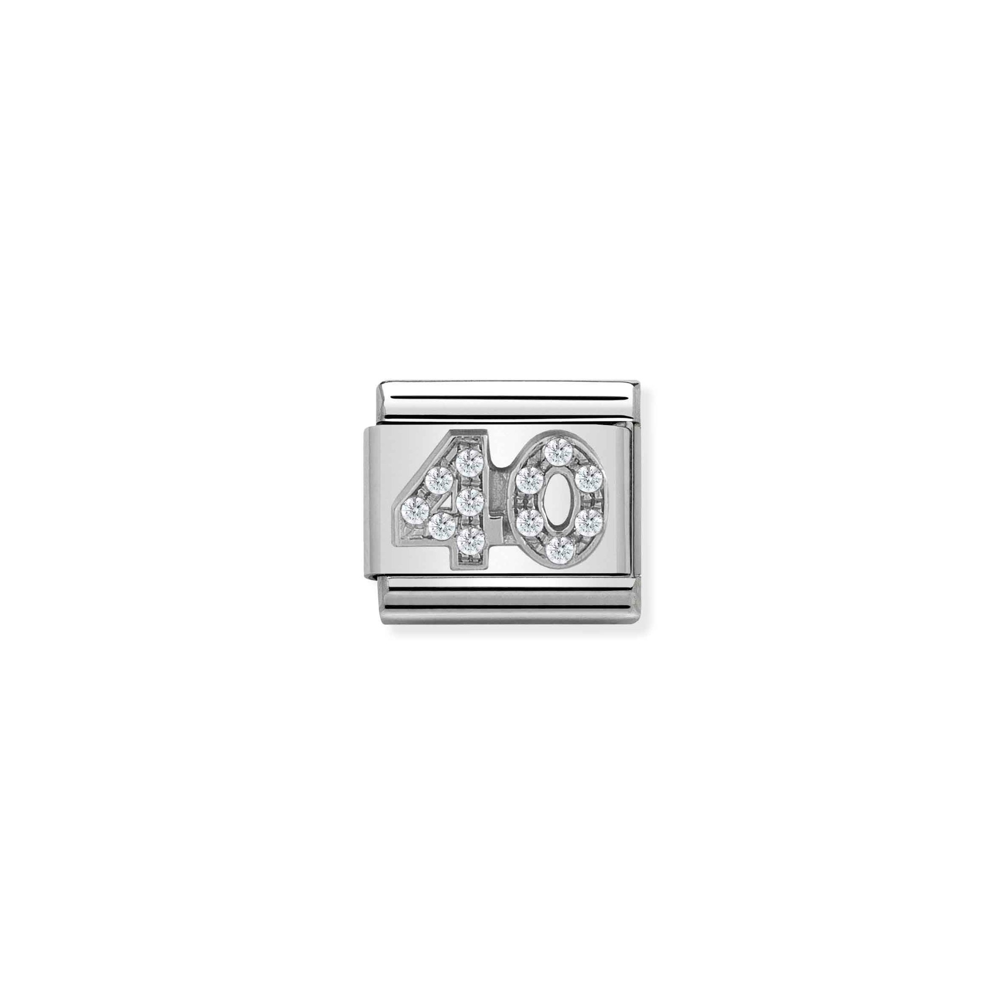 Nomination Composable Classic Charm Zahl 40 - Edelstahl, Sterling Silber, Zirkonia