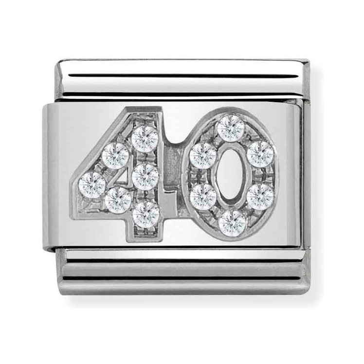 Nomination Composable Classic Charm Zahl 40 - Edelstahl, Sterling Silber, Zirkonia