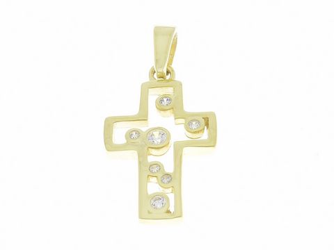 Anhänger Kreuz aus Silber mit Zirkonia im Punkt Design, Hersteller Juwelier Harnisch, elegant gestaltet mit funkelnden Steinen.