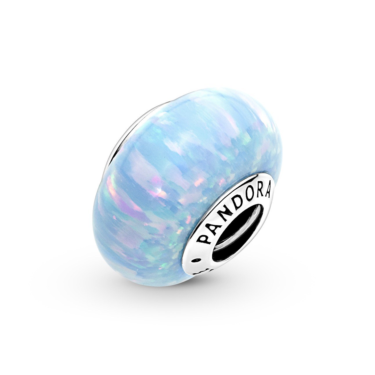 Pandora Schillernd Ozeanblaues Charm - Sterling Silber synth. Opal Blau Ansicht 4 – Ansicht 4