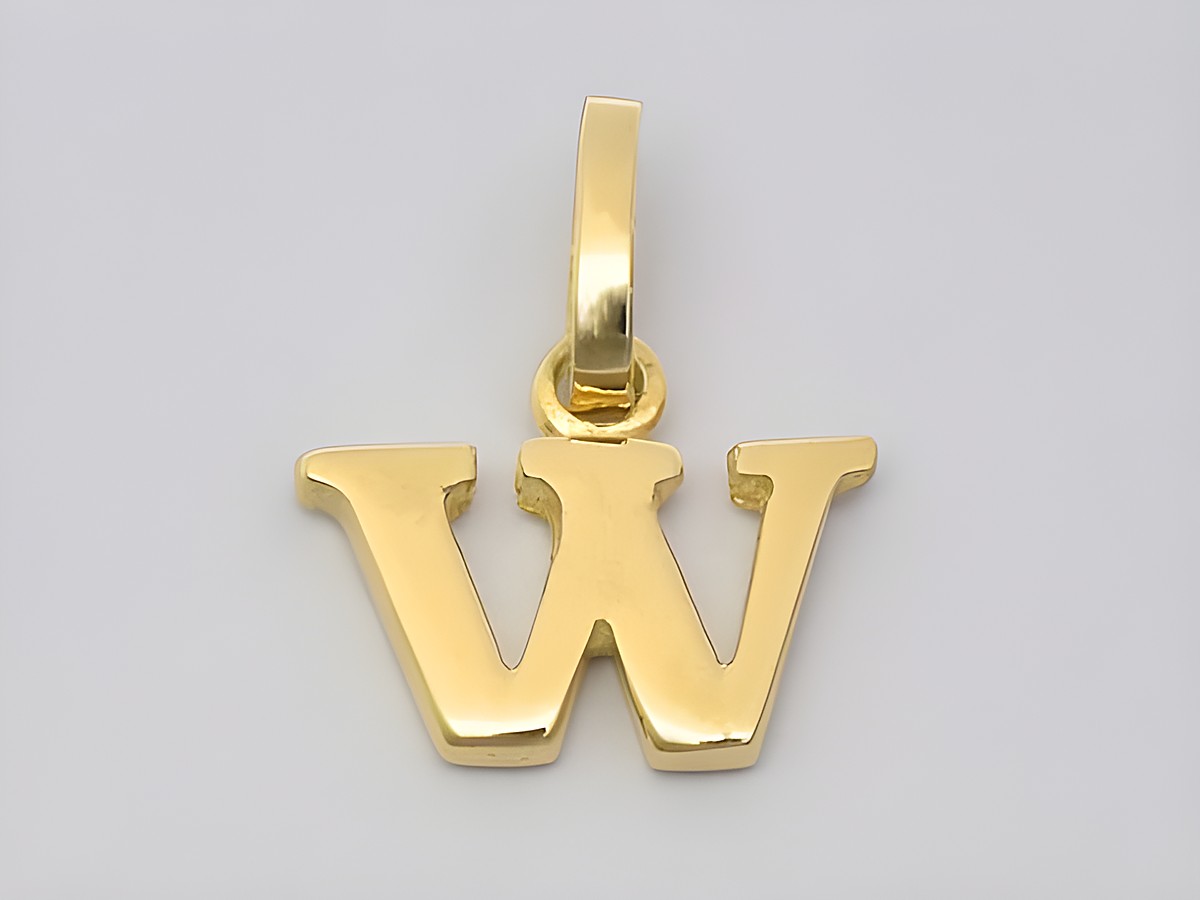 Gold Buchstaben Anhänger Buchstabe W aus Gold 585, hergestellt von Juwelier Harnisch, elegantes Design für personalisierte Schmuckstücke. Ideal als Geschenk oder für den eigenen Stil.