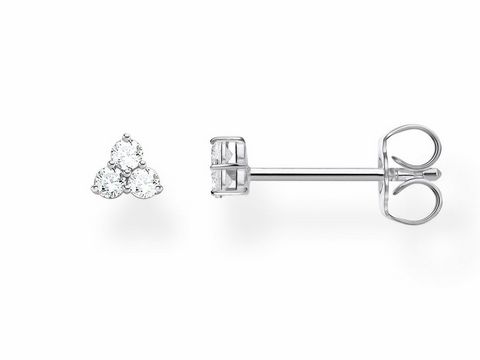 Silberne Ohrstecker aus der Thomas Sabo Charming Collection mit klarem Zirkonia, in Form eines Dreiecks, elegant und zeitlos, ideal für jeden Anlass, Hersteller Thomas Sabo.