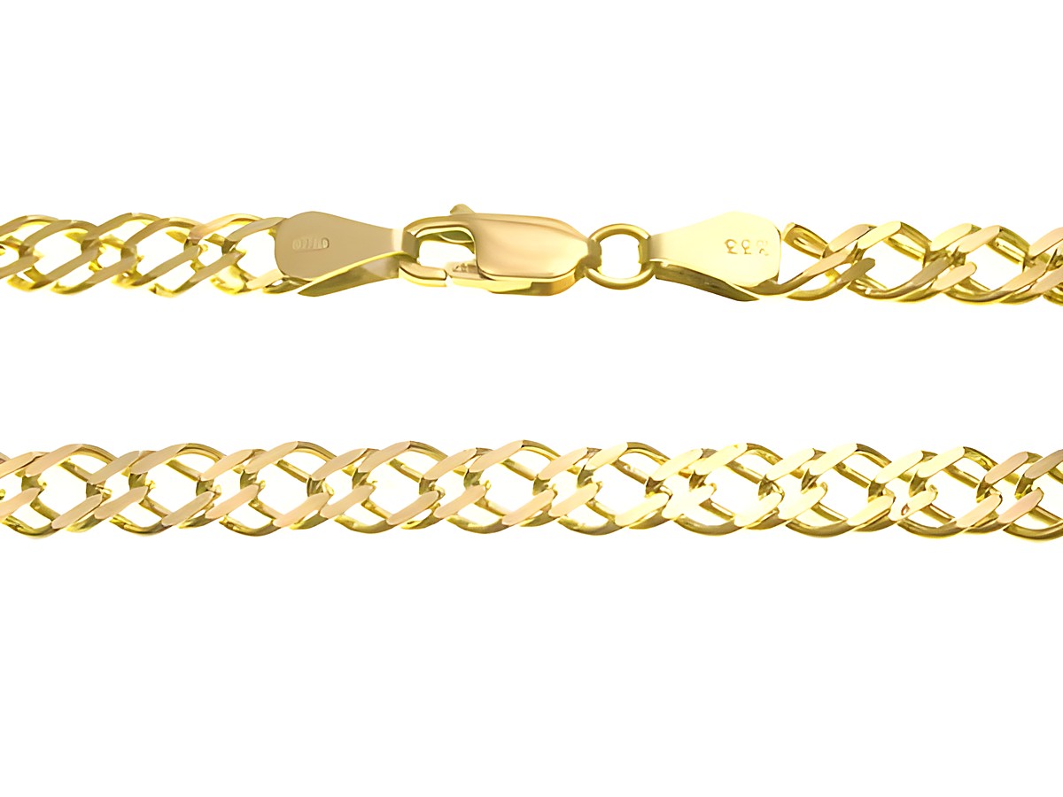 Goldkette 333 in der Panzerkette-Ausführung, Länge 45cm und Breite 5mm, vom Hersteller Juwelier Harnisch, glänzendes Design, hochwertiges Gold.