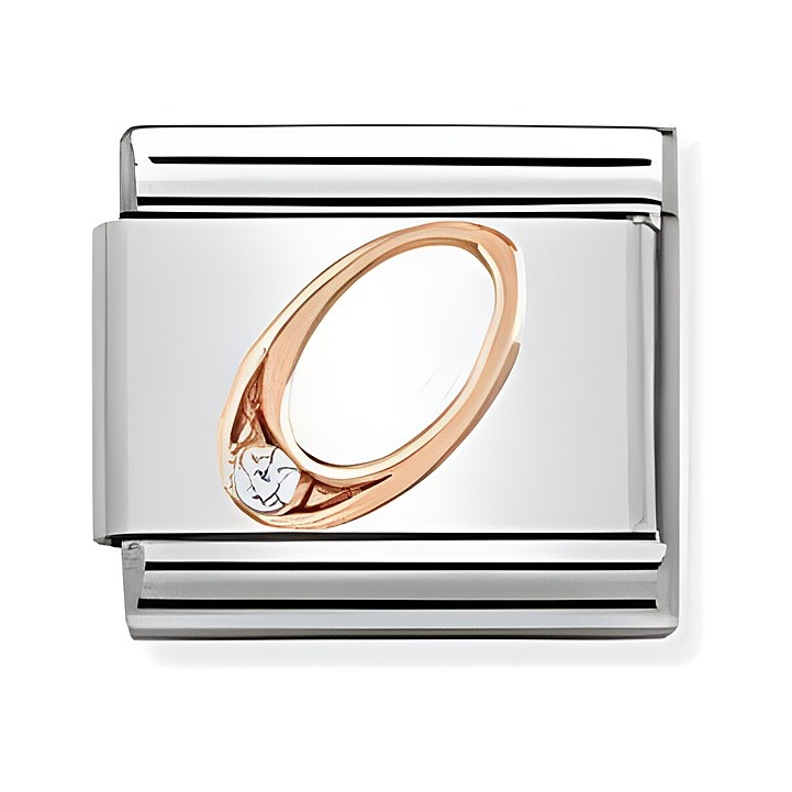 Nomination 430315 00 Zahlen Composable Classic zeigt einen charmanten Silberarmbandschmuck mit einem ovalen Design und einem kleinen funkelnden Stein in Roségold.