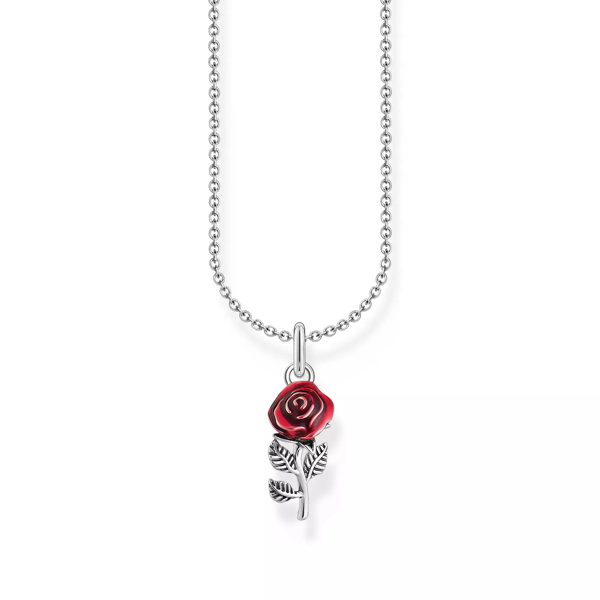 Thomas Sabo Kette - Rose - Silber gesch. & Kaltemail - Rot - 38 bis 45 cm