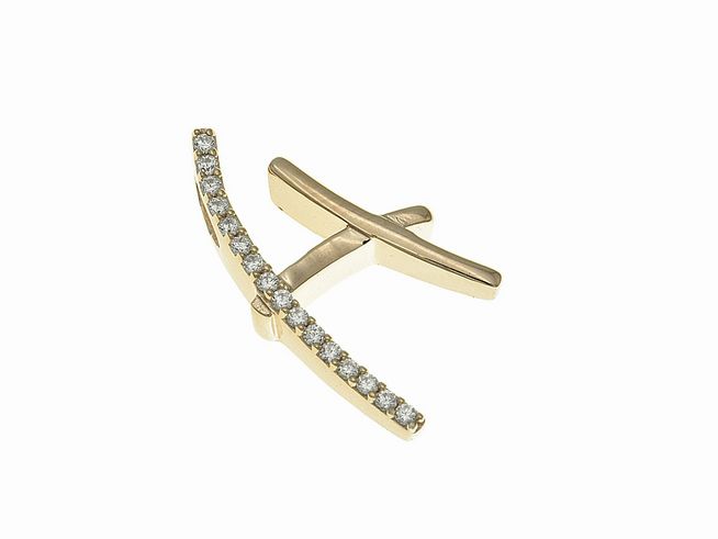 Anhänger aus massivem Sterling Silber in polierter und vergoldeter Roségold-Optik, geformt als Buchstabe H, verziert mit Zirkonia-Steinen. Hersteller ist Juwelier Harnisch.