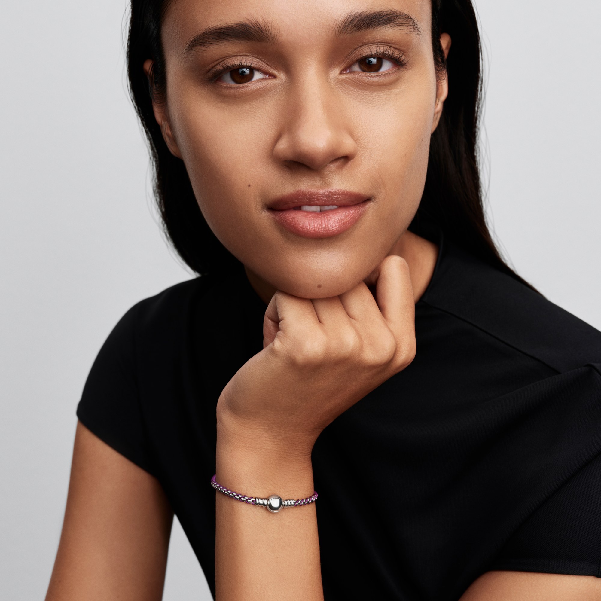 Pandora Violettes Kordel-Boxketten-Armband - Lila – Ansicht 3
