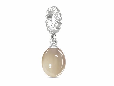 Silber Anhänger Endless Charm 43311-6 mit einem runden, hellen, transparenter Stein und einem filigranen, gewellten Aufhängungsring, ideal für persönliche Akzente und Geburtstagsgeschenke.