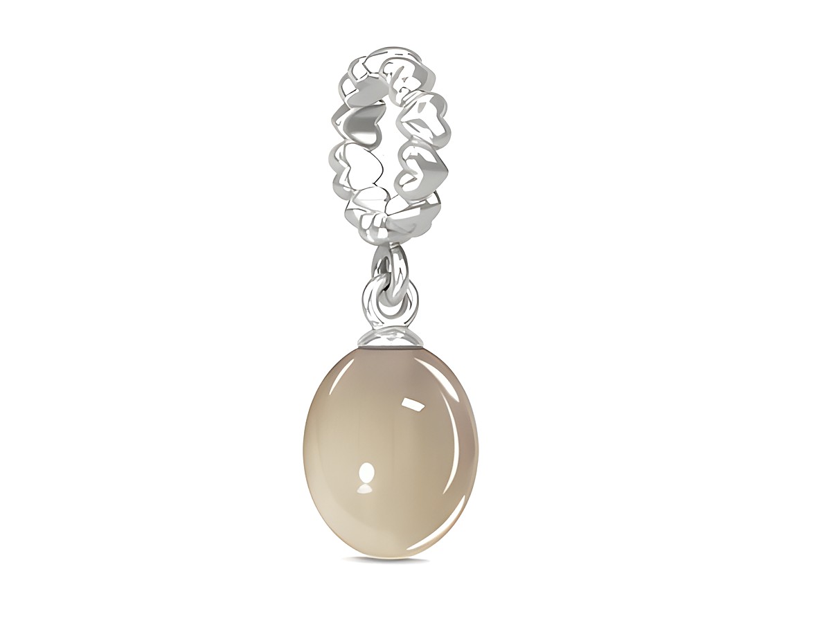 Silber Anhänger Endless Charm 43311-6 mit einem runden, hellen, transparenter Stein und einem filigranen, gewellten Aufhängungsring, ideal für persönliche Akzente und Geburtstagsgeschenke.