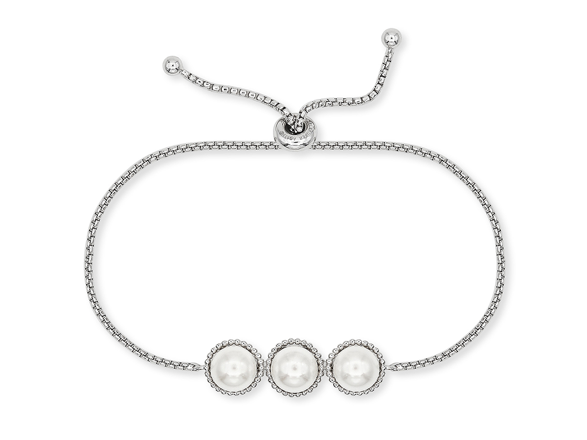 Engelsrufer ERB-GLORY GLORY Armband Spirit of Pearls in Silber rhodiniert mit drei weißen Muschelkern-Perlen, stilvoll und elegant, ideal für besondere Anlässe. 24 cm lang.