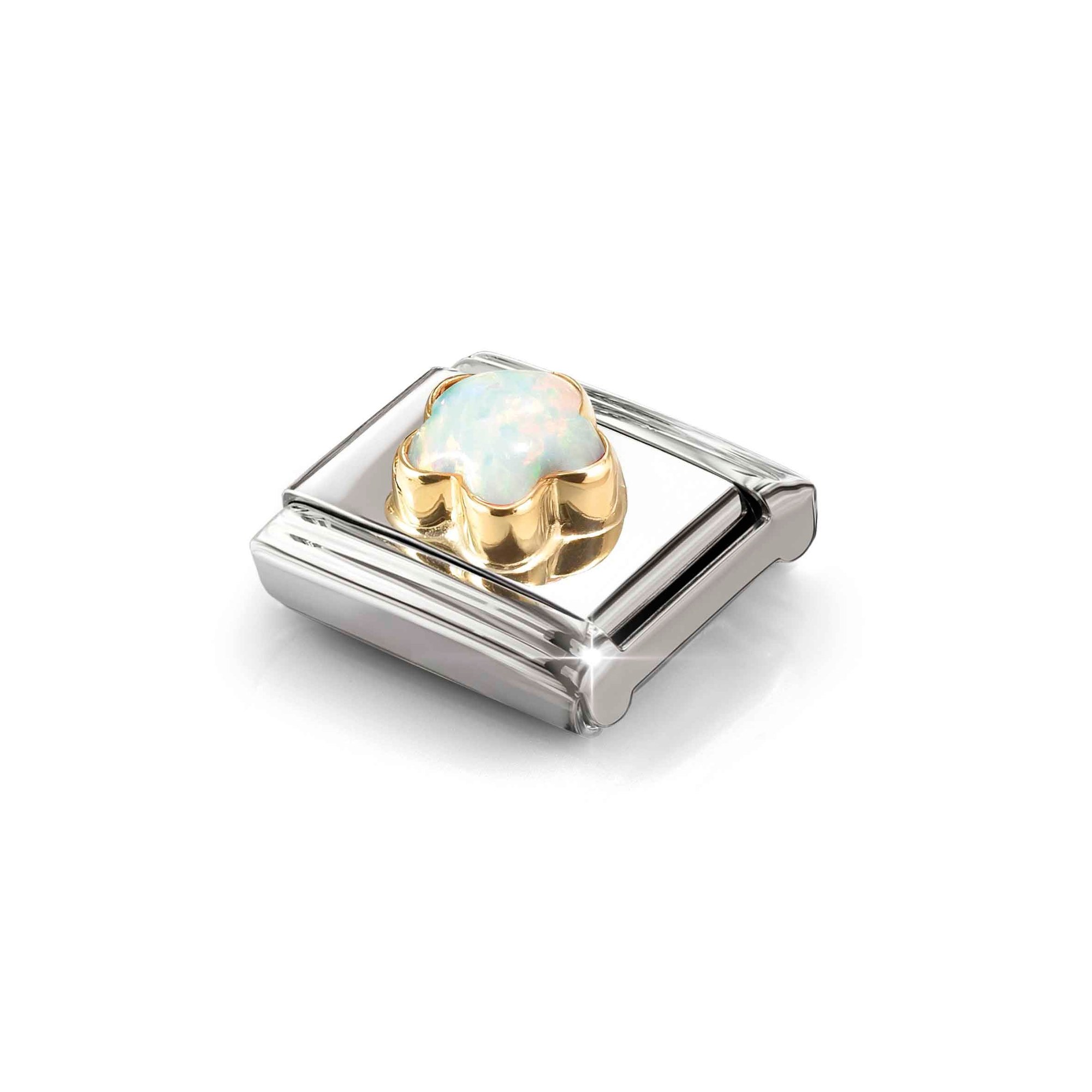 Nomination Composable Classic Charm Blüte Opal weiß - Edelstahl, Gold 750 Gelbgold – Ansicht 4