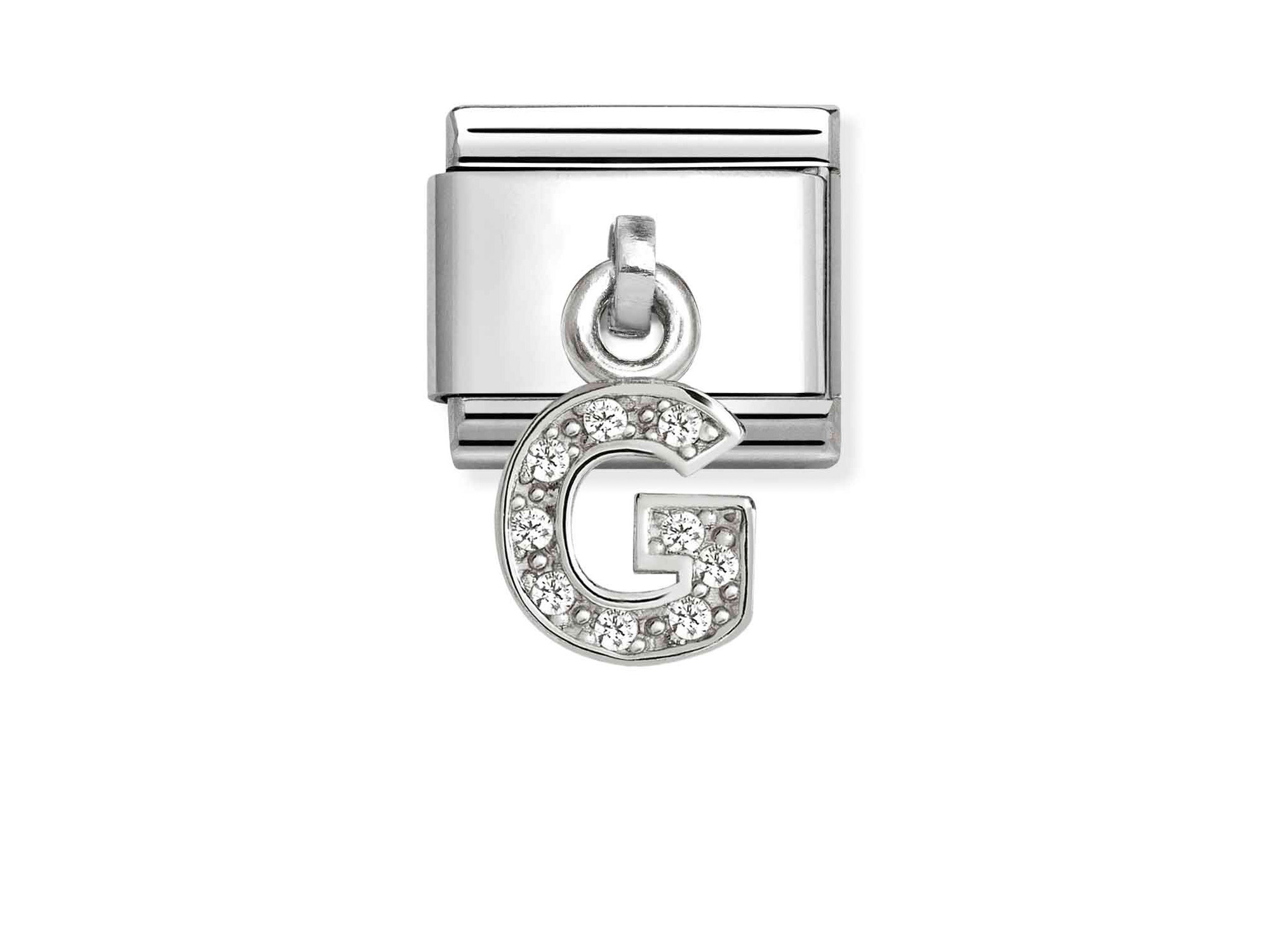 Sterling Silber Charm von Pandora in Form des Buchstaben G, verziert mit funkelnden Zirkonia, ideal für personalisierte Schmuckstücke, Neuheit im Sortiment.
